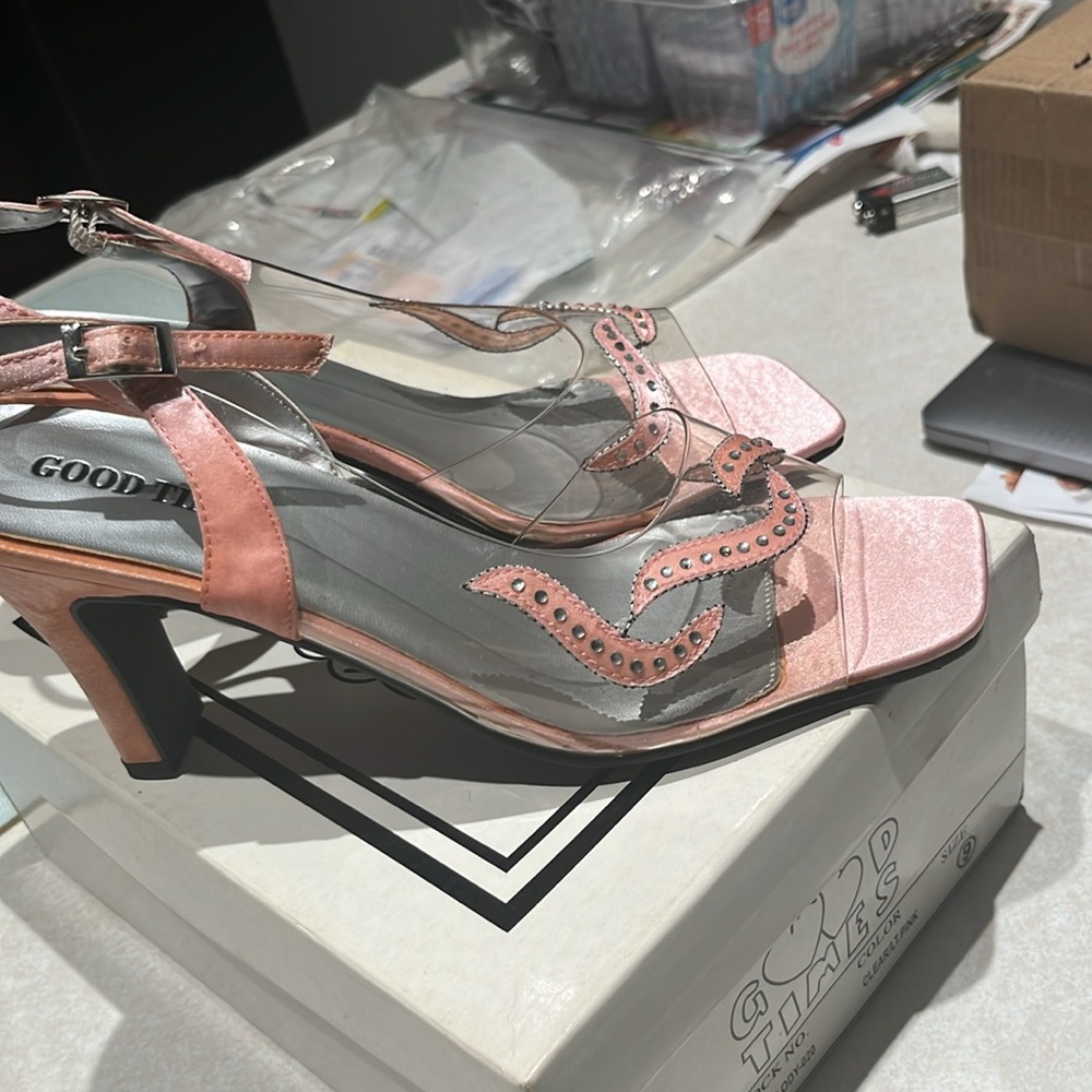 GOOD TIMES | Clear pink heels, crystal details | Sz 9 - Picture 4 of 8